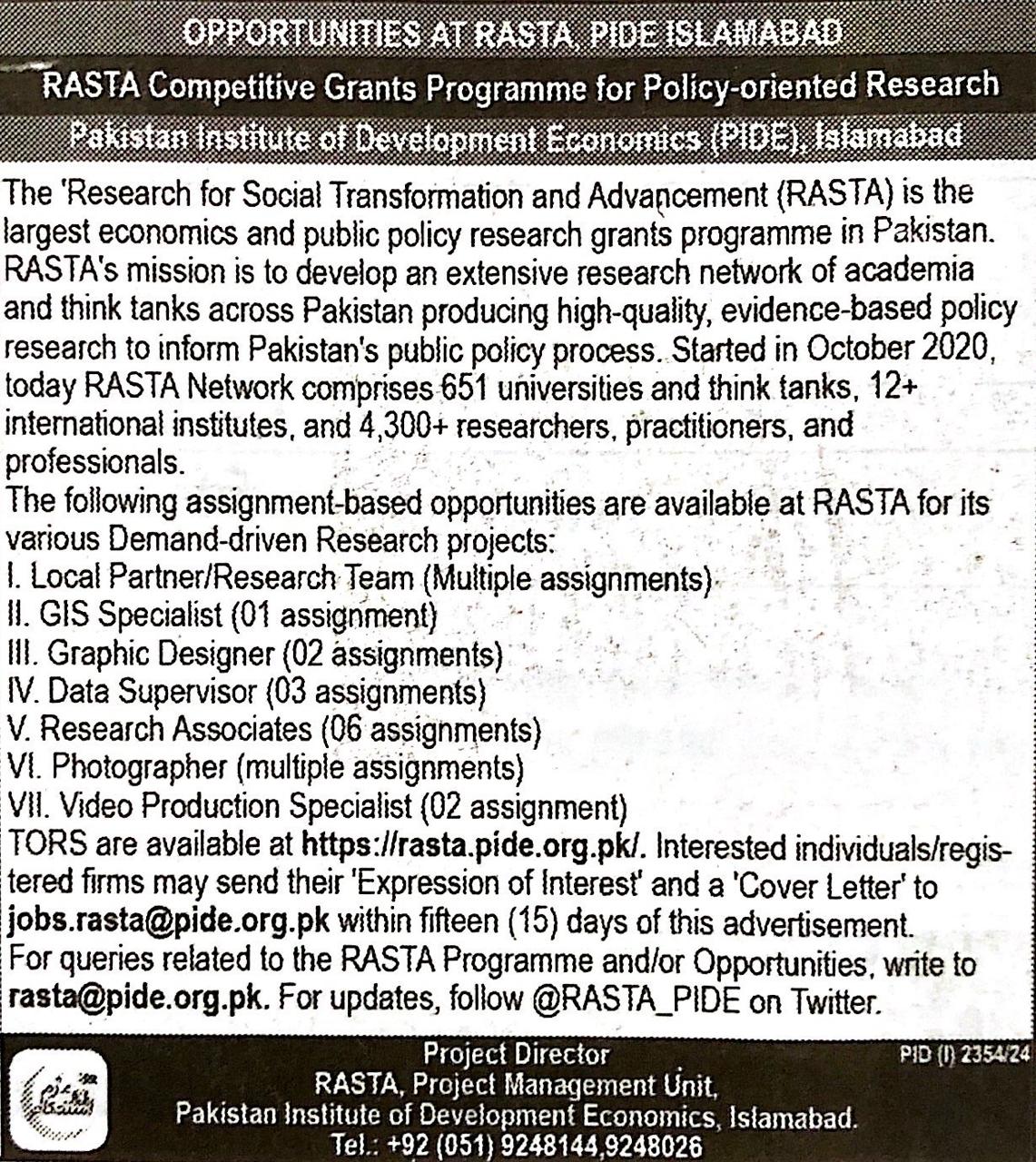 1. Local Partner/ Research Team 2. GIS Specialist 3. Graphic Designer 4. Data Supervisor 5. Research Associates 